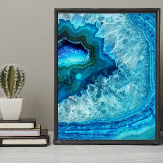 Modern Blue Marble Agate Poster