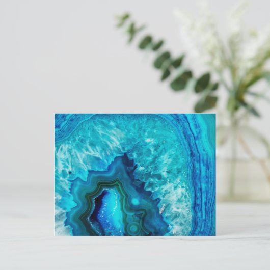 Modern Blue Marble Agate Postkarte (Stehend Vorderseite)