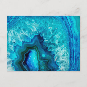 Modern Blue Marble Agate Postkarte