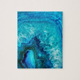 Modern Blue Marble Agate Puzzle