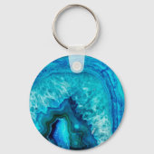 Modern Blue Marble Agate Schlüsselanhänger (Vorderseite)