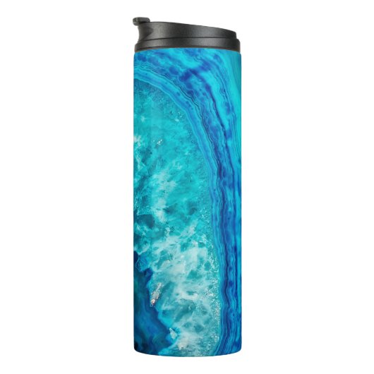 Modern Blue Marble Agate Thermosbecher (Nach rechts gedreht)