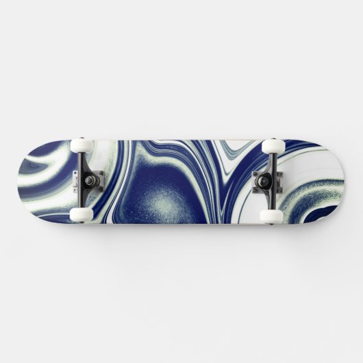 Modern blue Marble Texture Skate Deck Skateboard (Horizontal)