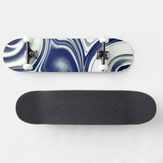 Modern blue Marble Texture Skate Deck Skateboard (Horizontal)