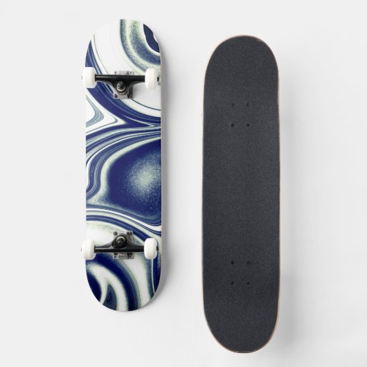 Modern blue Marble Texture Skate Deck Skateboard (Vorderseite)