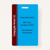 Modern Blue & Maroon Employee Professional ID Ausweis (Rückseite)