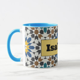 Modern Blue & Maroon Geometric Mug with Custom Tasse