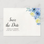 Modern Blue Mediterranean Lemon Wedding Postkarte (Vorderseite)