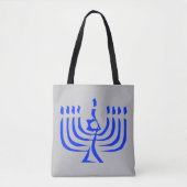 Modern Blue Menorah Tasche (Vorderseite)