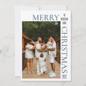 Modern Blue Merry Weihnachten Foto (Vorderseite)