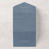 Modern Blue Minimal Monogram No Dinner All In One Einladung (Außenbereich)