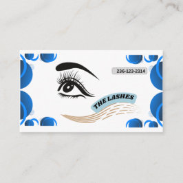 Modern Blue Minimalist Eye Illustration Lash  Visitenkarte