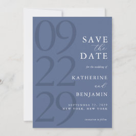 Modern Blue Minimalist Wedding Save The Date
