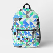 Modern Blue Mint Geometric Bedruckter Rucksack (Vorderseite)