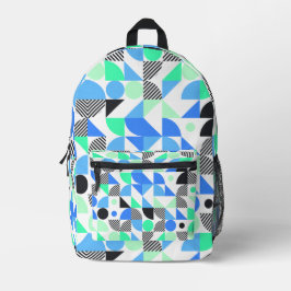 Modern Blue Mint Geometric Bedruckter Rucksack