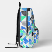 Modern Blue Mint Geometric Bedruckter Rucksack (Links)