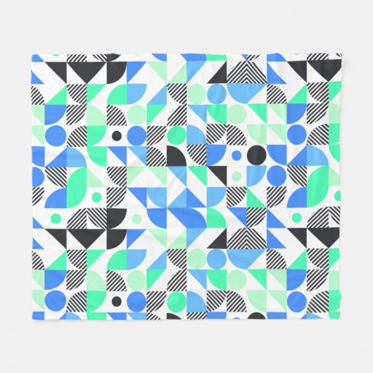 Modern Blue Mint Geometric Fleecedecke (Vorderseite (Horizontal))
