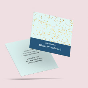 Modern Blue Mint Gold Glitzern Business Card Quadratische Visitenkarte