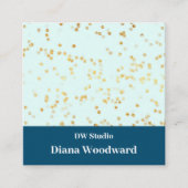 Modern Blue Mint Gold Glitzern Business Card Quadratische Visitenkarte (Vorderseite)
