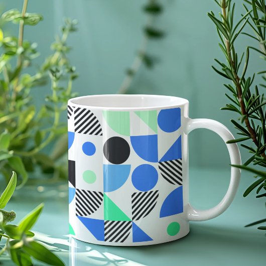 Modern Blue Mint Green Geometric Kaffeetasse