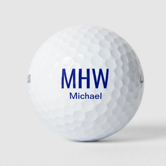 Modern Blue Mit Monogramm Golfball (Vorderseite)