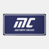 Modern Blue Monogram Clean Minimal Name Einfach Schreibtischunterlage (Vorderseite)