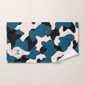 Modern Blue Monogram Cow Print Badhandtuch Set (Handtuch)