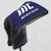 Modern Blue Monogram Minimalistisch White Name Ein Golf Headcover (3/4 Vorderseite)