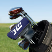 Modern Blue Monogram Minimalistisch White Name Ein Golf Headcover (In Situ)