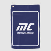 Modern Blue Monogram Minimalistisch White Name Ein Golfhandtuch (Vorderseite)