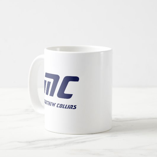 Modern Blue Monogram Name Bold Simple Für Ihn Kaffeetasse (Vorderseite Links)