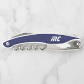 Modern Blue Monogram Name Bold Simple Für Ihn Kellnermesser (Rückseite)