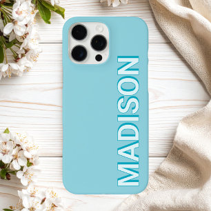 Modern Blue Monogram Name iPhone 16 Pro Max Hülle