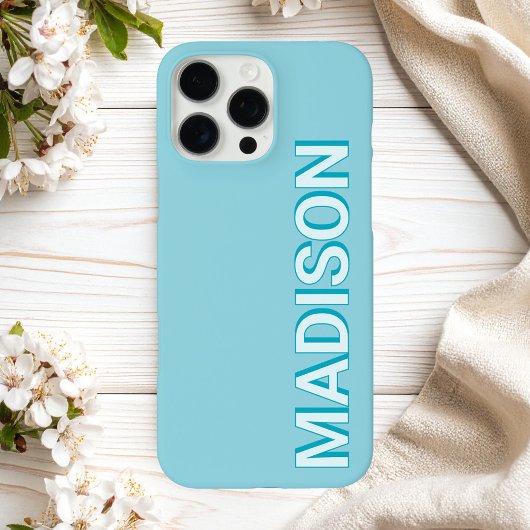 Modern Blue Monogram Name Case-Mate iPhone Hülle