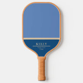 Modern Blue Monogram Name + Club Pickleball Schläger (Vorderseite)