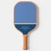 Modern Blue Monogram Name + Club Pickleball Schläger (Rückseite)