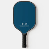 Modern Blue Monogram Name + Initial Pickleball Schläger (Rückseite)