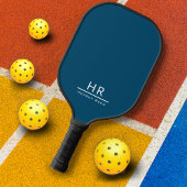 Modern Blue Monogram Name + Initial Pickleball Schläger