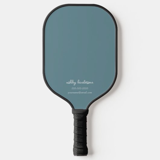 Modern Blue Monogram Name + Team Info Pickleball Schläger (Vorderseite)