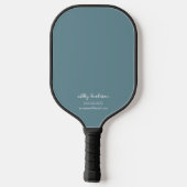 Modern Blue Monogram Name + Team Info Pickleball Schläger (Rückseite)