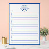 Modern Blue Monogram Name To Do List Dry Erase Acrylschild (Hochzeit)