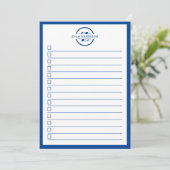 Modern Blue Monogram Name To Do List Einladung (Stehend Vorderseite)