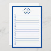 Modern Blue Monogram Name To Do List Einladung (Vorne/Hinten)