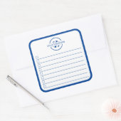 Modern Blue Monogram Name To Do List Quadratischer Aufkleber (Umschlag)