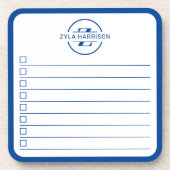 Modern Blue Monogram Name To Do List Whiteboard Getränkeuntersetzer (Vorderseite)