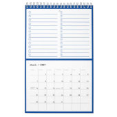 Modern Blue Monogram Name To Do Lists 11” x 7" Kalender (Mär 2027)