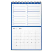 Modern Blue Monogram Name To Do Lists 11” x 7" Kalender (Feb 2027)