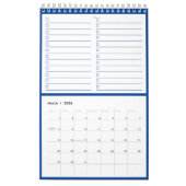 Modern Blue Monogram Name To Do Lists 11” x 7" Kalender (Mär 2026)