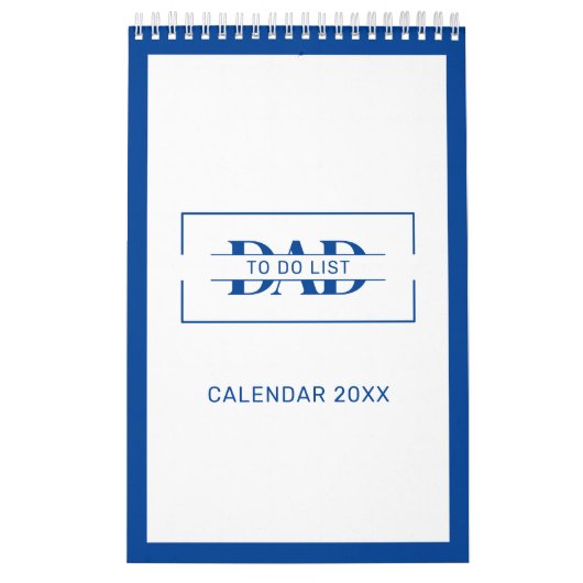 Modern Blue Monogram Name To Do Lists 11” x 7" Kalender (Titelbild)