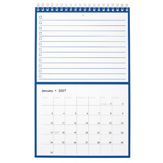 Modern Blue Monogram Name To Do Lists Kalender (Jan 2027)